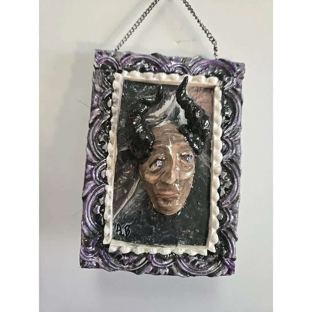 OOAK 2 Sided Creepy Oddity Depression Devil Man Wall hanging / Ornament